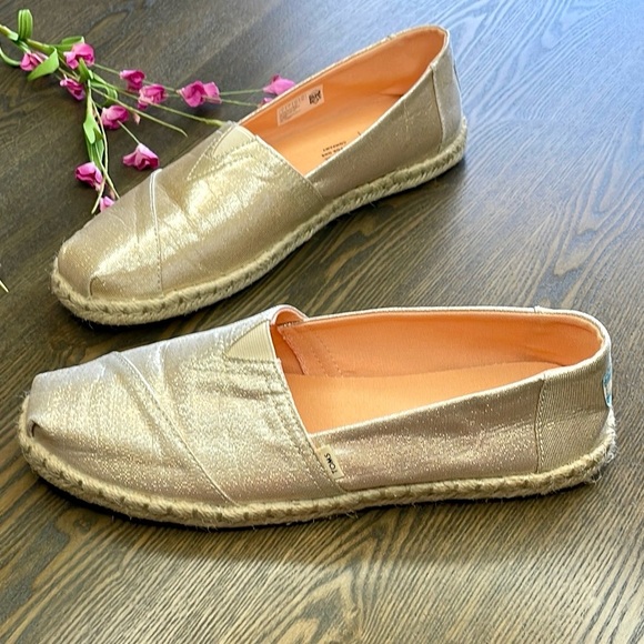 TOMS Shimmering Gold Espadrilles - Picture 4 of 11